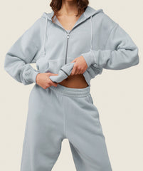 everywear Relaxed Zip Hoodie Ice Grey