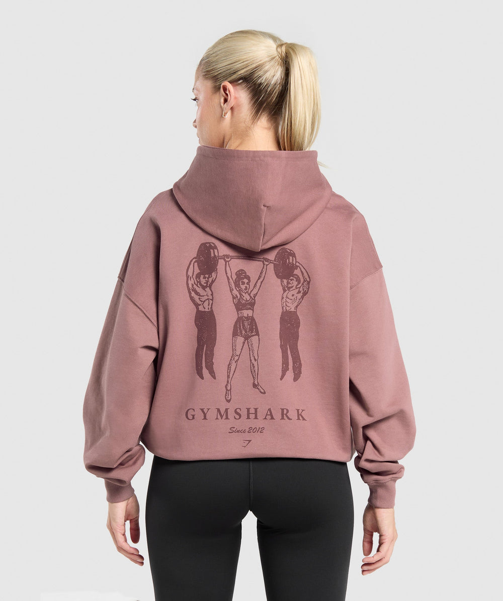 Retro Lifting Oversized Hoodie Brick Brown