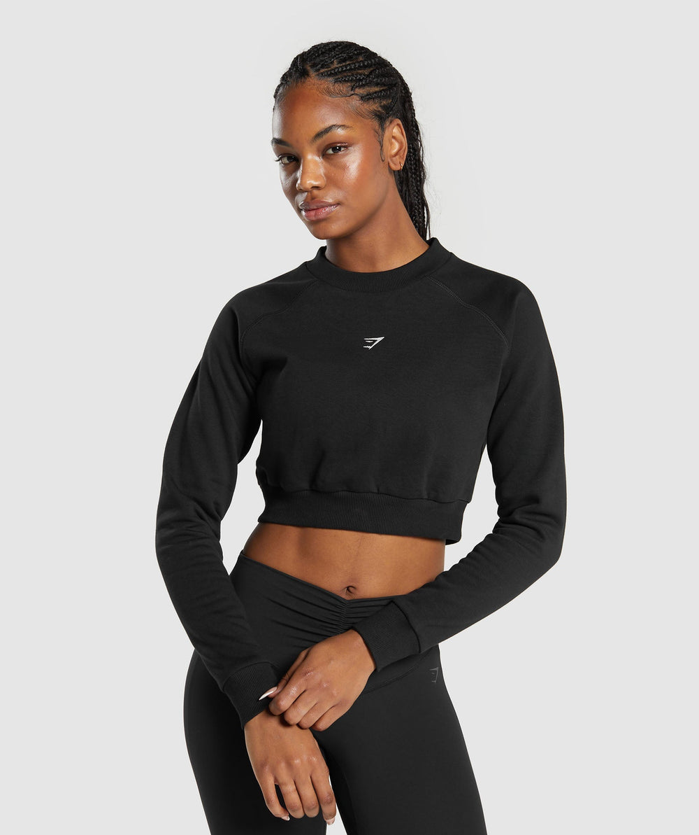 Training Fleece Cropped Sweatshirt Black