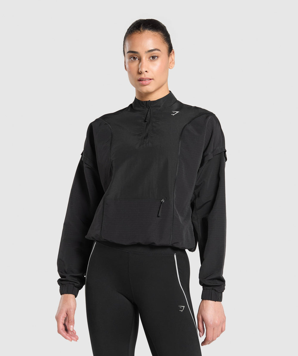 Running 1/4 Zip Track Top Black