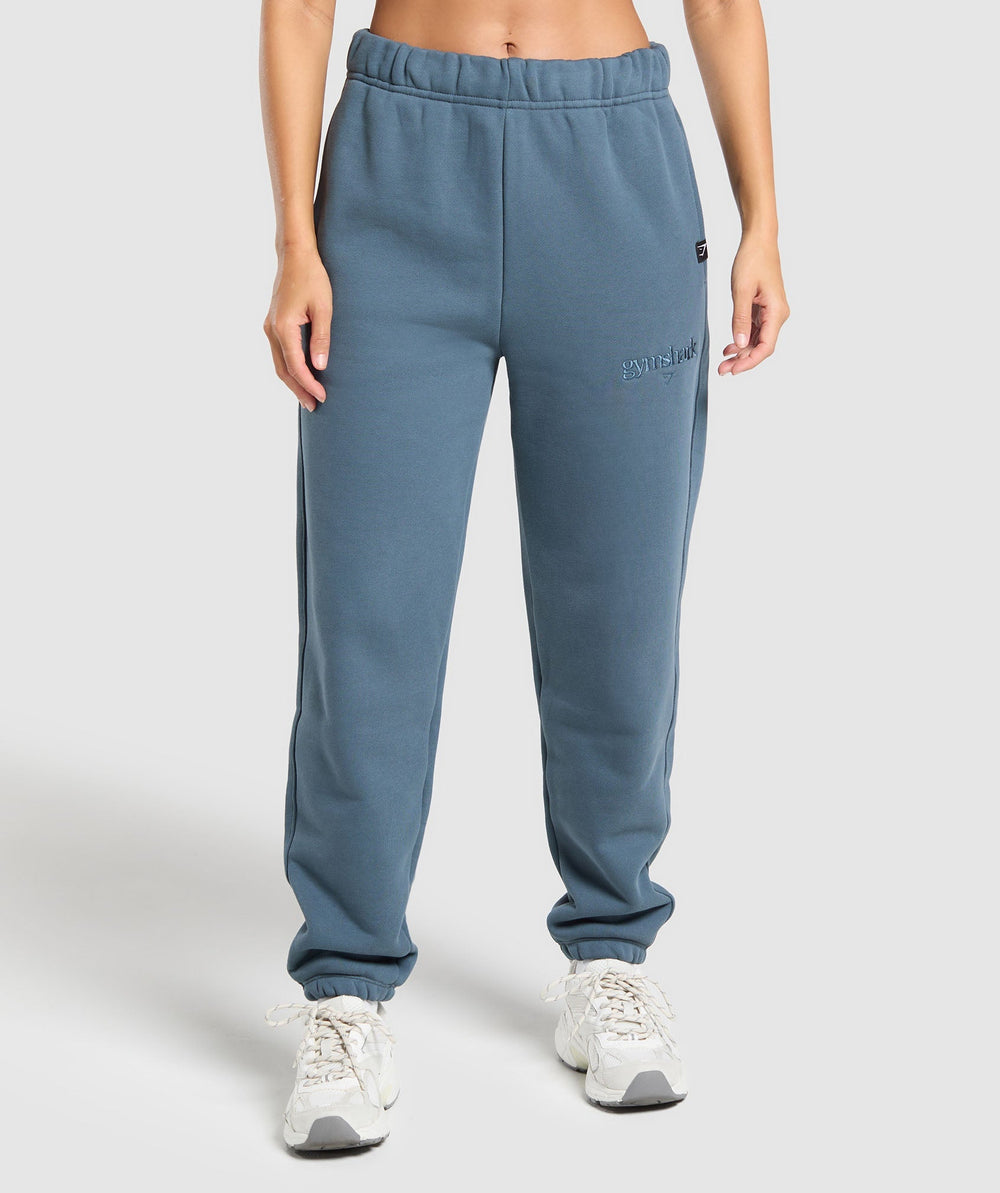 Embroidered Logo Oversized Joggers Cargo Blue