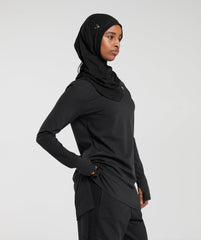 Long Line Long Sleeve Top Black