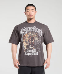 Strength Department Animal Oversized T-Shirt Greyed Purple
