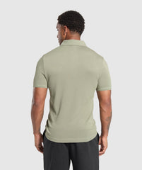 Flat Knit Polo Shirt Chalk Green