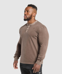 Heavyweight Woven Collar Henley Soft Brown