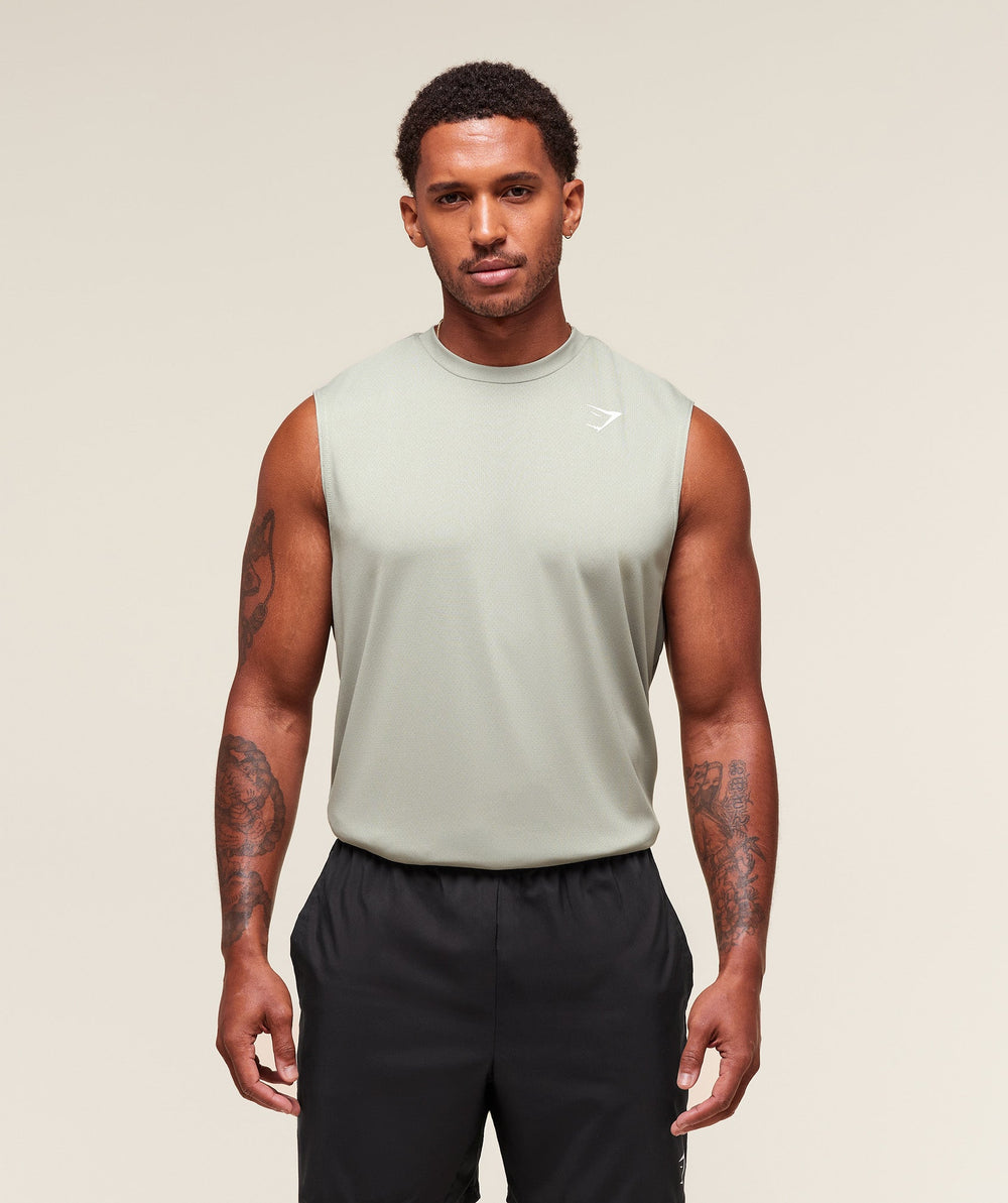 Oversized Performance Tank Stone Grey