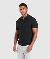 Waffle Polo Shirt Black