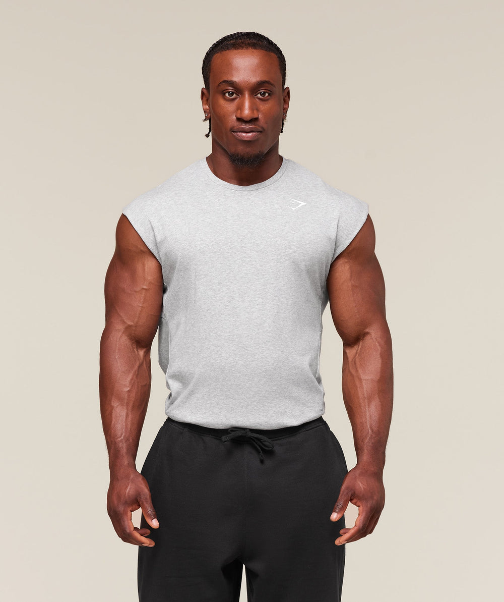 React Cut Off Tank Light Grey Core Marl