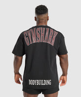 Bodybuilding Graphic Short Sleeve T-Shirt Black/Burgundy Brown
