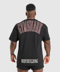 Bodybuilding Graphic Short Sleeve T-Shirt Black/Burgundy Brown