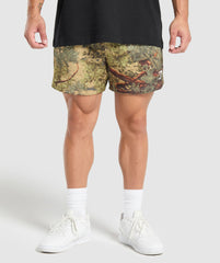 Printed Mesh 5" Shorts Sand Beige