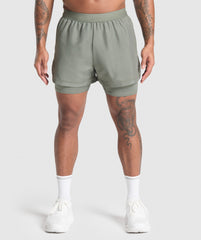 Running 2 in 1 Shorts Unit Green