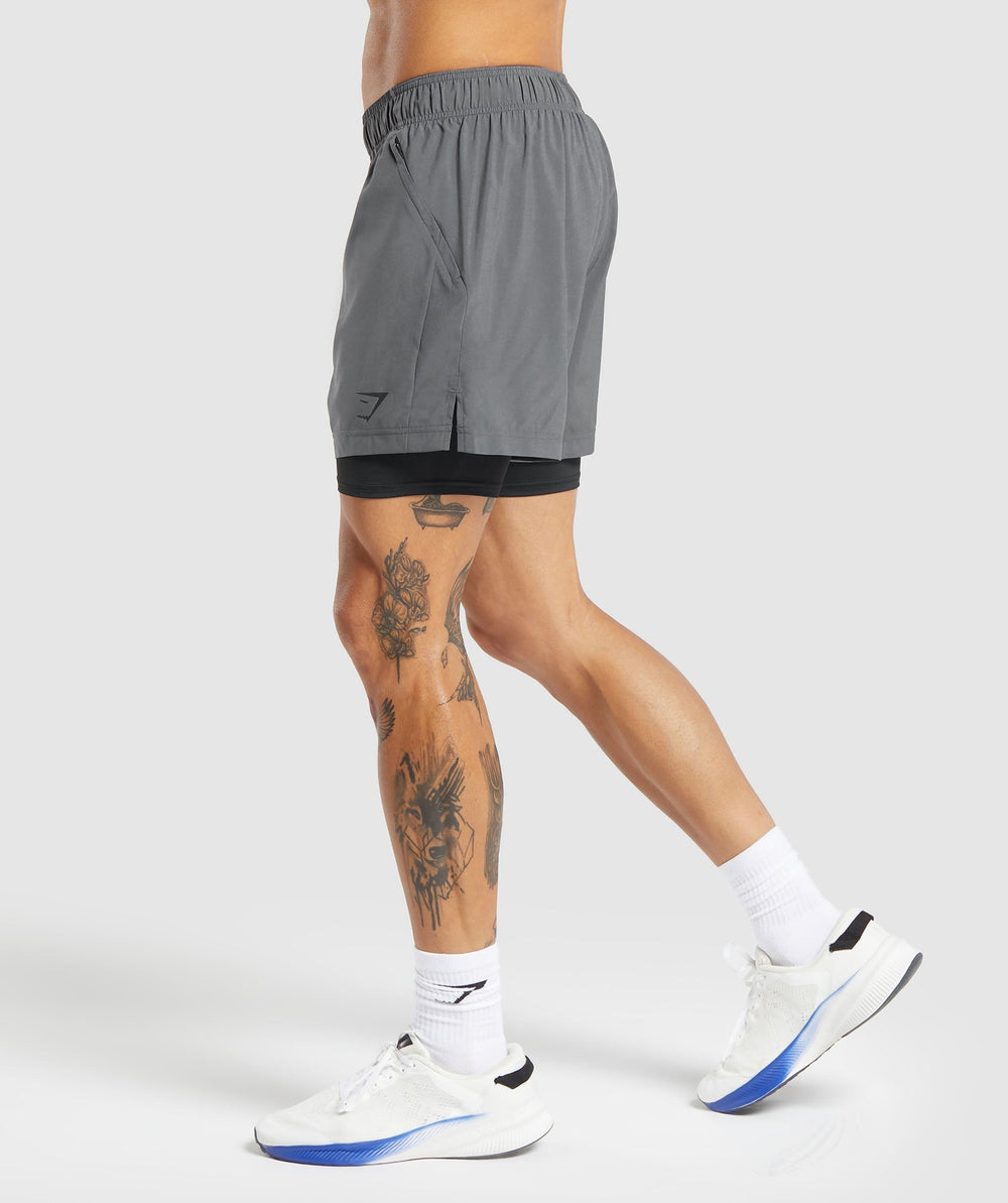 Sport 5" 2 in 1 Shorts Dark Grey/Black