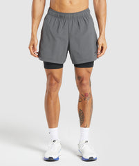 Sport 5" 2 in 1 Shorts Dark Grey/Black