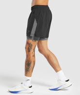 Sport 5" 2 in 1 Shorts Black/Dark Grey