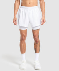 Running 2 in 1 Shorts White