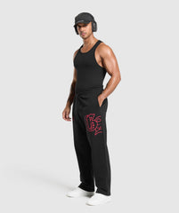 Varsity Straight Leg Joggers Black/Conditioning Red
