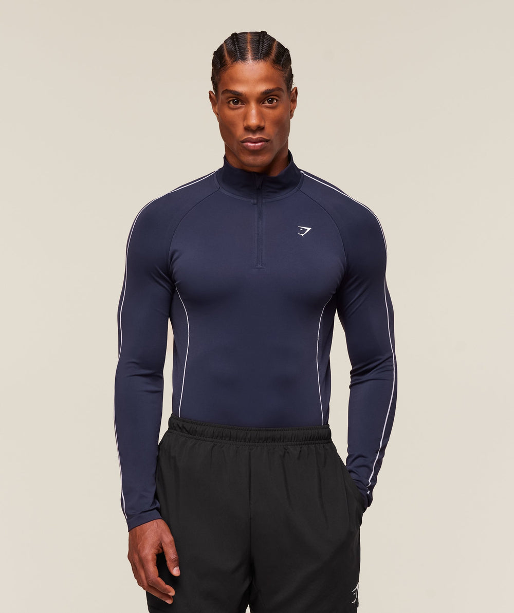 Clean Contour Seamless 1/4 Zip Heavy Blue/White