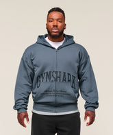 Collegiate Script Zip Up Hoodie Iron Blue