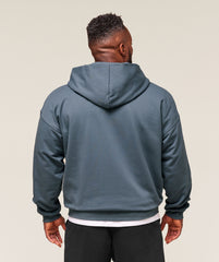 Collegiate Script Zip Up Hoodie Iron Blue