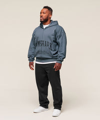 Collegiate Script Zip Up Hoodie Iron Blue