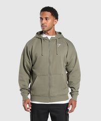 Crest Oversized Zip Up Hoodie Base Green