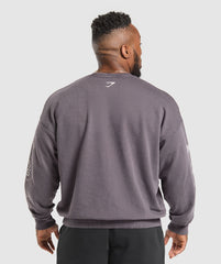 Distressed Graphic Crew Brushed Purple Acid Wash