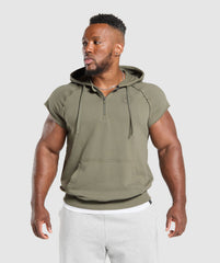 Legacy 1/4 Zip Cap Sleeve Hoodie Base Green