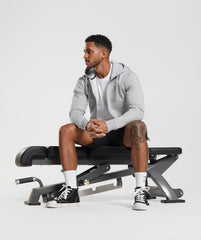 Crest Zip Up Hoodie Light Grey Marl