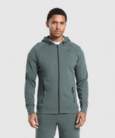Interlock Tech Zip Up Hoodie Slate Teal