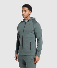 Interlock Tech Zip Up Hoodie Slate Teal