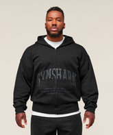 Collegiate Script Zip Up Hoodie Black