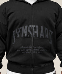 Collegiate Script Zip Up Hoodie Black