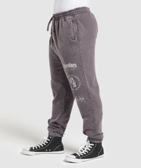 Distressed Graphic Joggers Brushed Purple Acid Wash