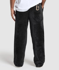 Knitted Straight Leg Joggers Black