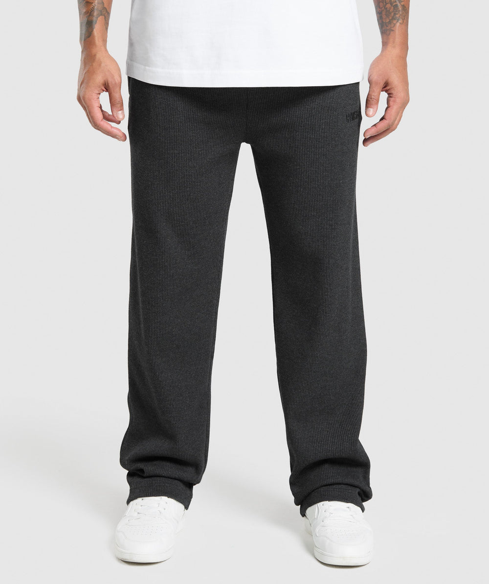 Waffle Straight Leg Joggers Black