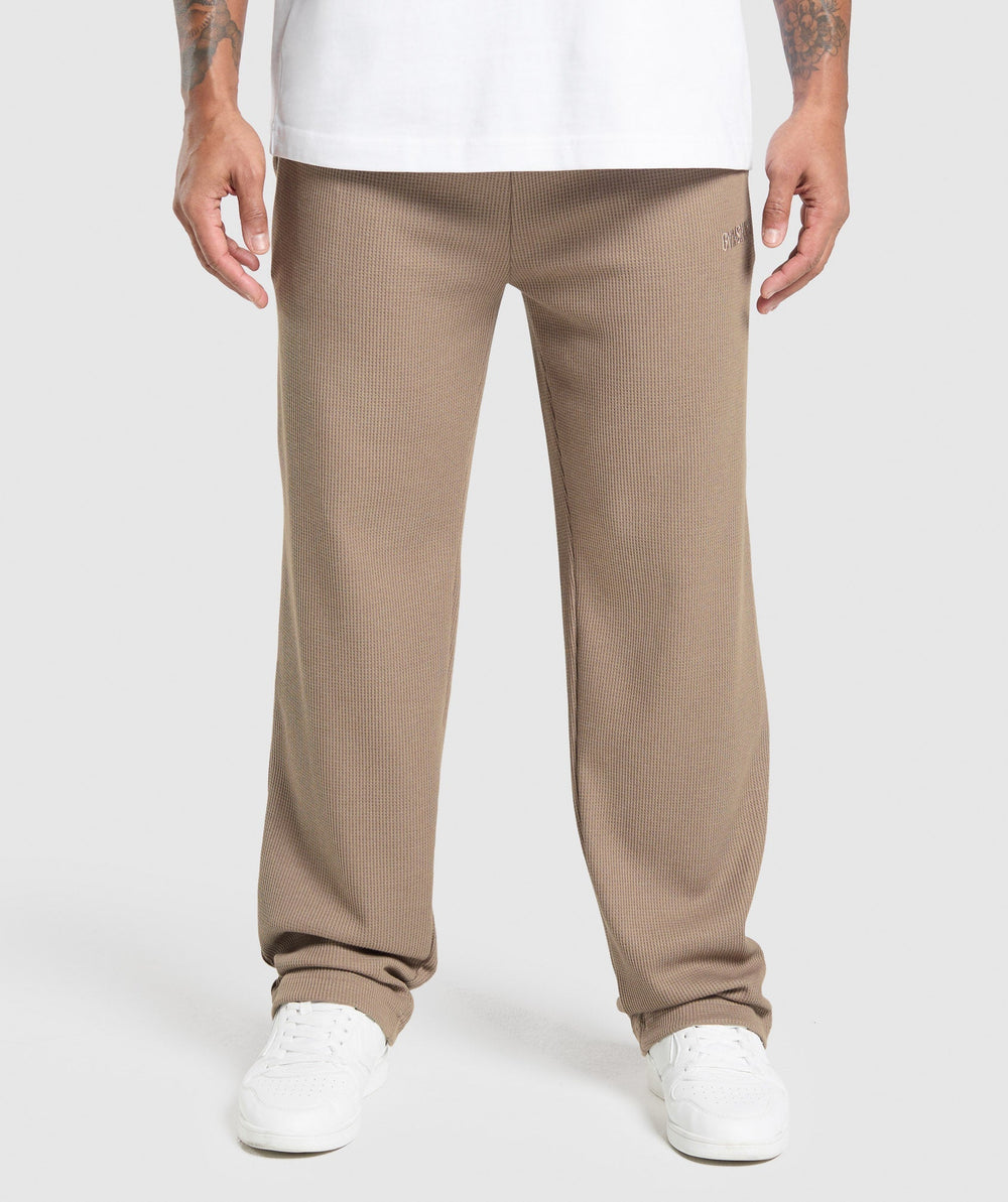 Waffle Straight Leg Joggers Lifestyle Brown