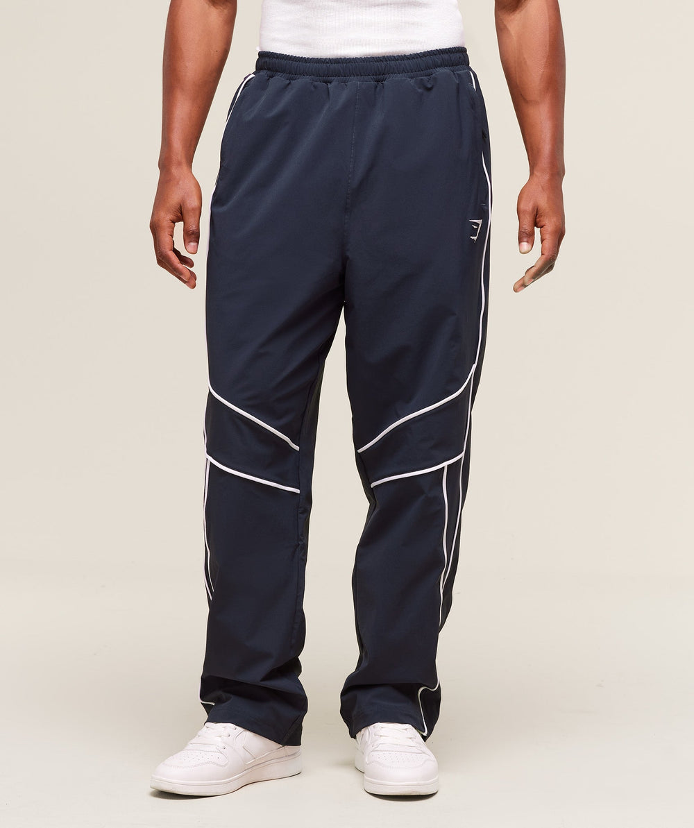 Retro Crinkle Track Pants Heavy Blue