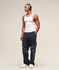 Retro Crinkle Track Pants Heavy Blue