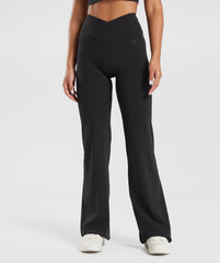 Crossover Flared Leggings Black