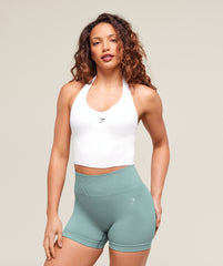 Halter Neck Cami with Shelf White