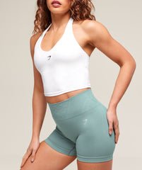 Halter Neck Cami with Shelf White