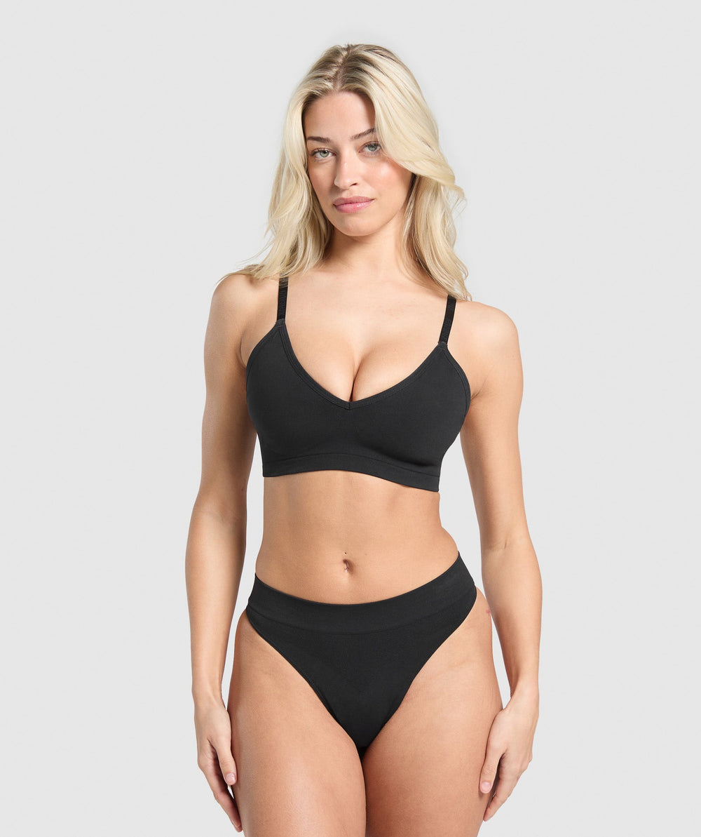 Seamless Thong 3pk Black