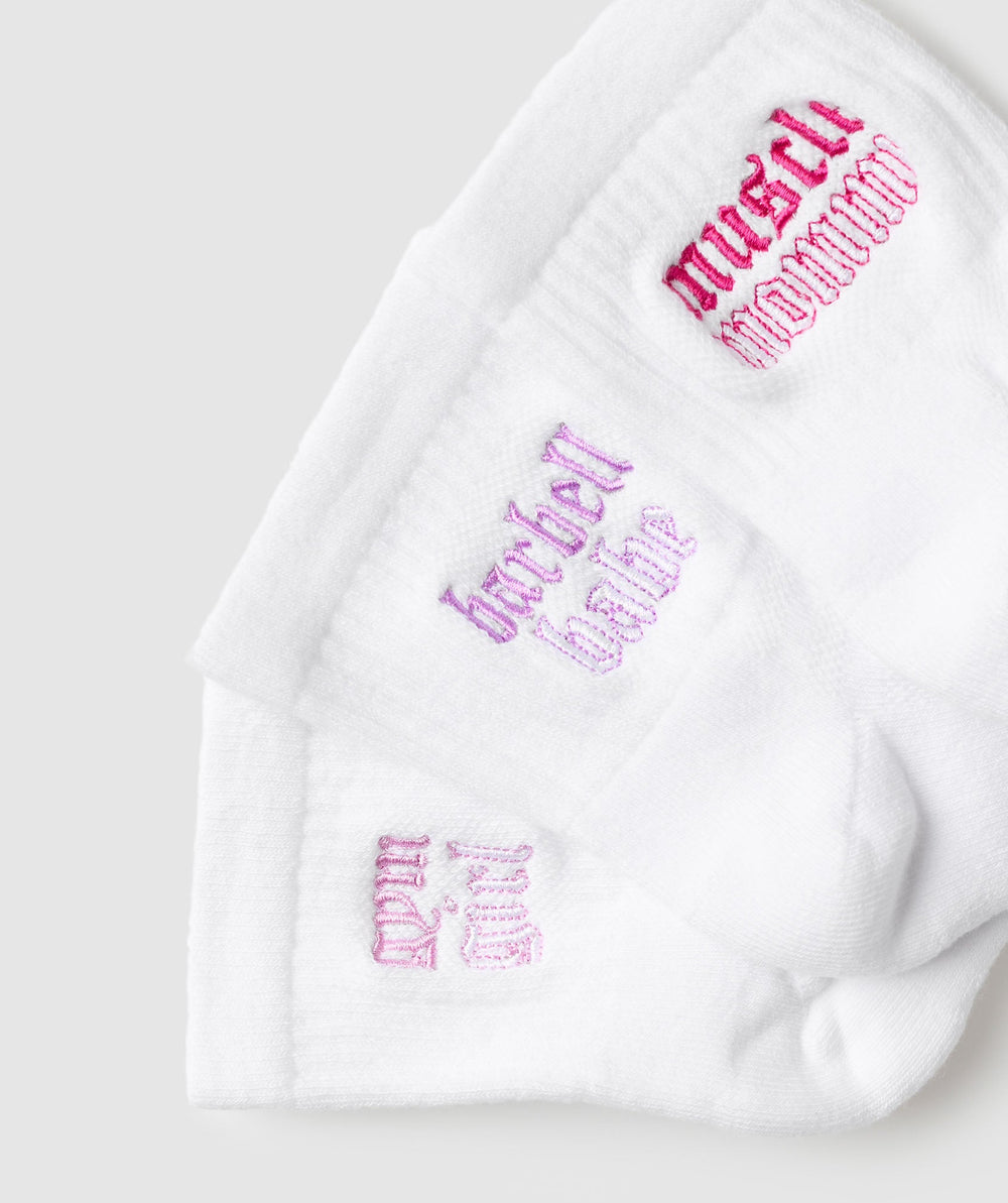 Gym Babes Midi Sock 3pk White/Sour Pink/Active Purple/Winning Pink