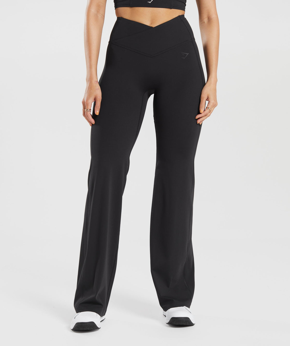 Crossover Regular Flared Leggings Black