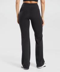 Crossover Regular Flared Leggings Black