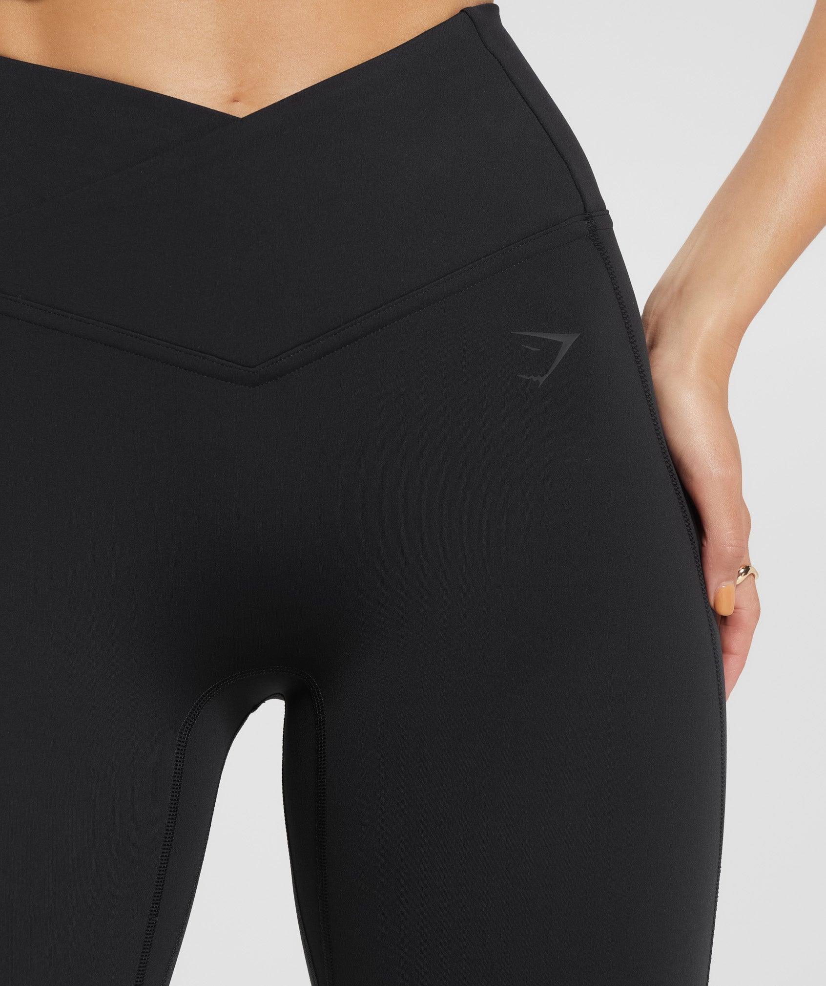 Crossover Regular Flared Leggings Black