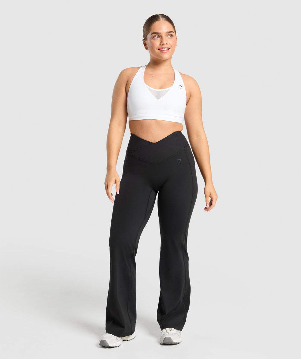 Crossover Flared Leggings Black