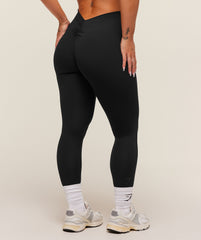 Lifting Dipped Waistband Leggings Black