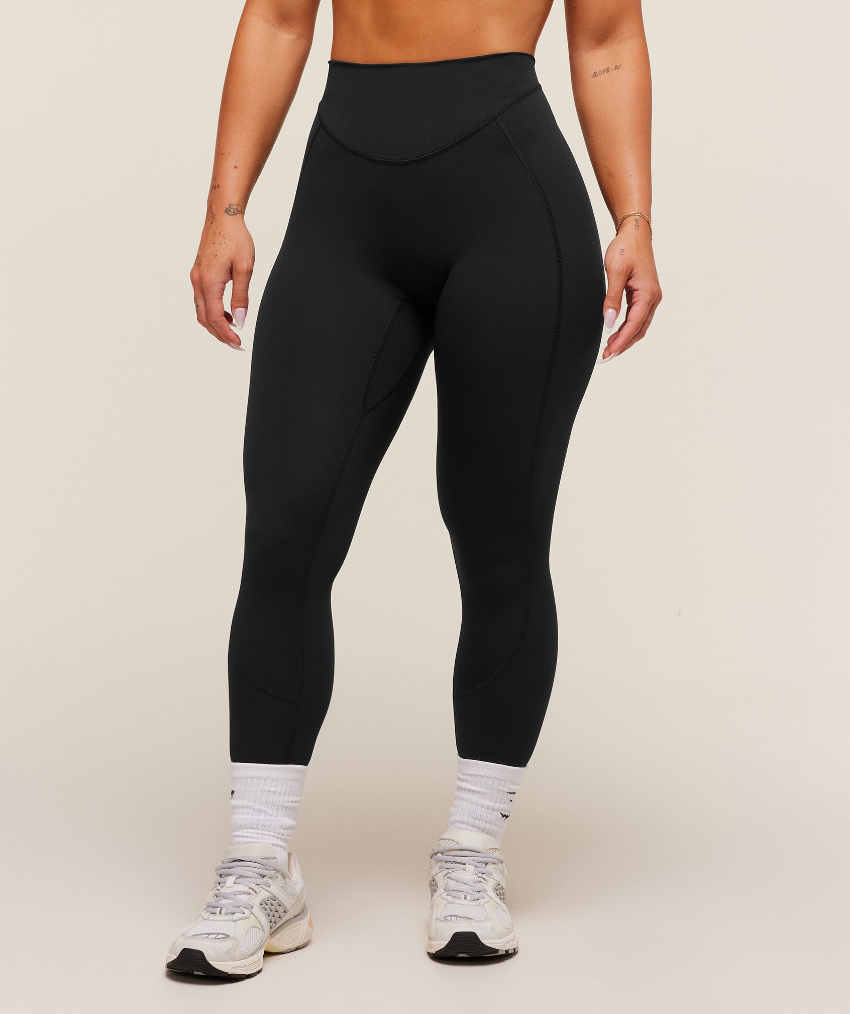 Lifting Dipped Waistband Leggings Black